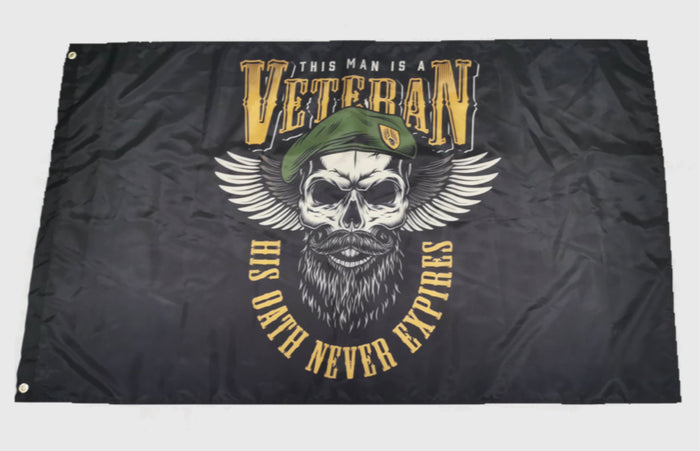 Military Flag-Veteran Flag-His Oath Never Expires.