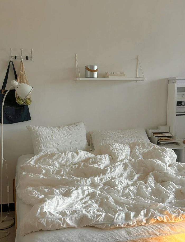 - Ever Lasting - Minimal Bubble Textured Bedding Set / White - Bedding Set - Ever Lasting