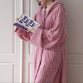 Modern Striped Cotton Bathrobe Set / Pink - Ever Lasting