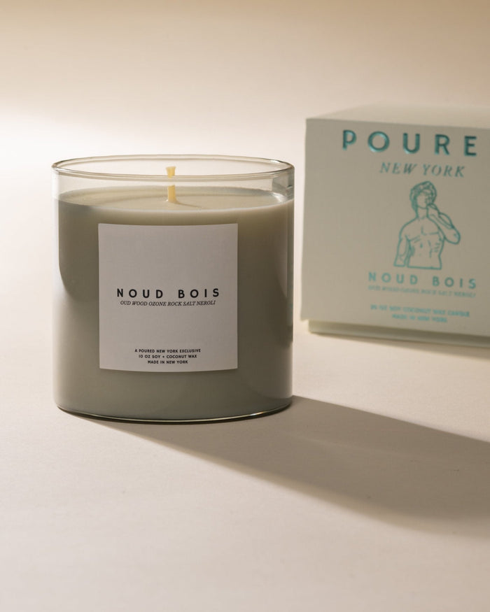 Poured New York Noud Bois candle with its box