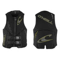 O'Neill Reactor ISO 50N Vest in black and yellow, front and back view, watersports buoyancy aid