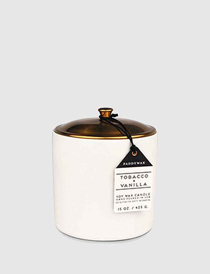 Paddywax Hygge Ceramic Candle (15oz) - Tobacco & Vanilla