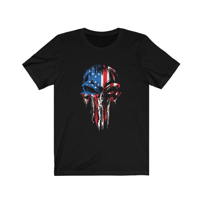 Patriotic American Flag Skull Short Sleeve Shirt.