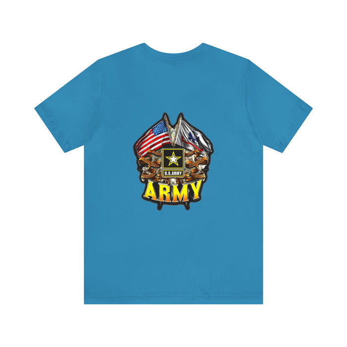 Patriotic Valor: Military T-Shirt with 'Double Flag Eagle U.S. ARMY' Design