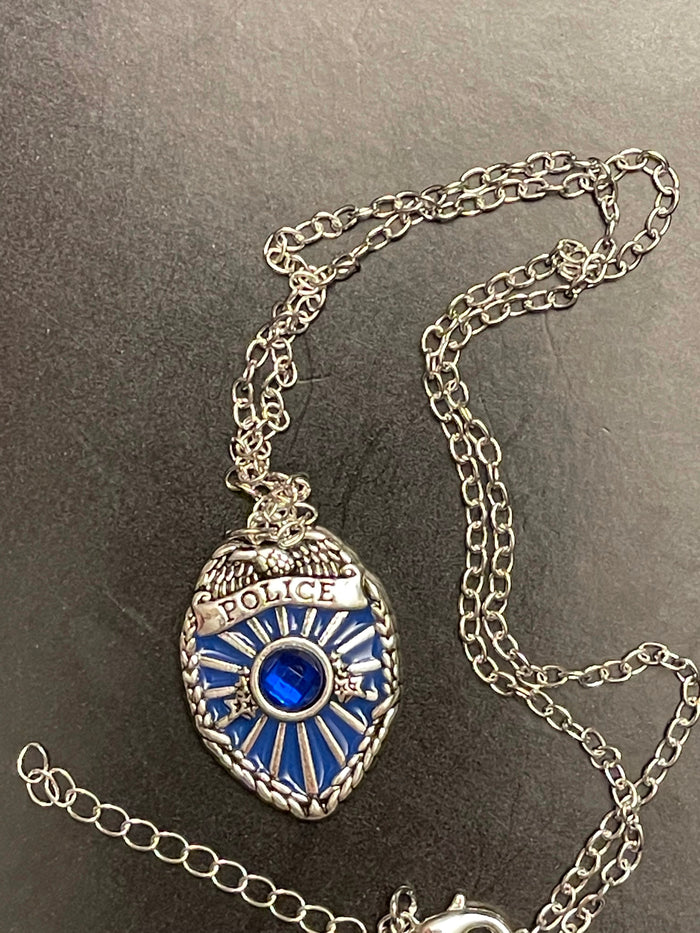 Police Necklace-Thin Blue Line Necklace.
