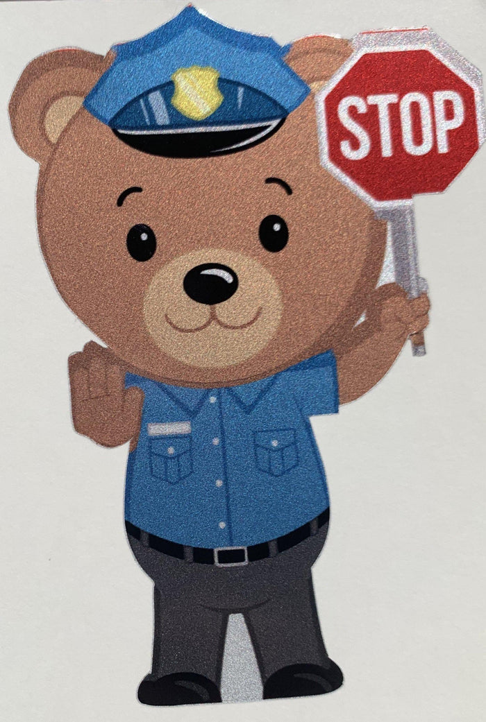 Police Officer Bear Cub Stickers.