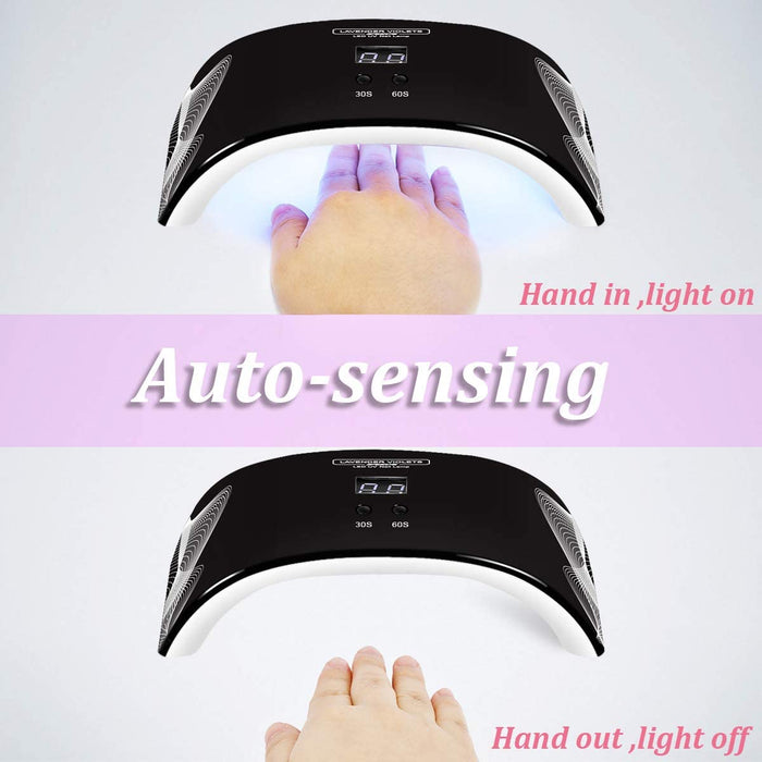 Portable LED Nail Lamp - Violetilac 6W Mini Nail Dryer Curing LED GEL Nail Polish Professionally - Black