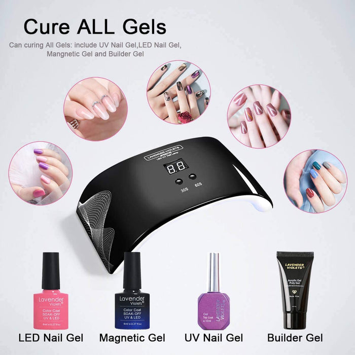 Portable LED Nail Lamp - Violetilac 6W Mini Nail Dryer Curing LED GEL Nail Polish Professionally - Black
