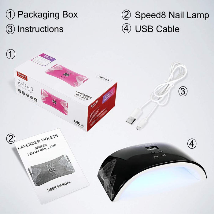 Portable LED Nail Lamp - Violetilac 6W Mini Nail Dryer Curing LED GEL Nail Polish Professionally - Black