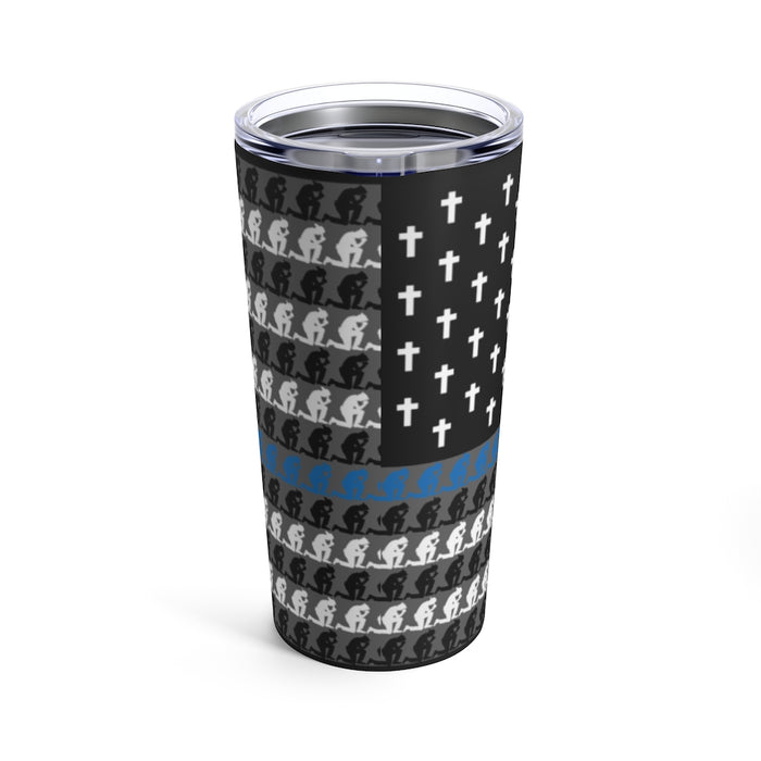 Praying Officers Thin Blue Line Flag-Police Officer Tumbler 20oz.