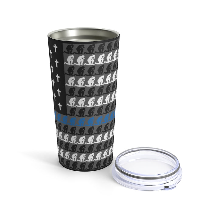 Praying Officers Thin Blue Line Flag-Police Officer Tumbler 20oz.
