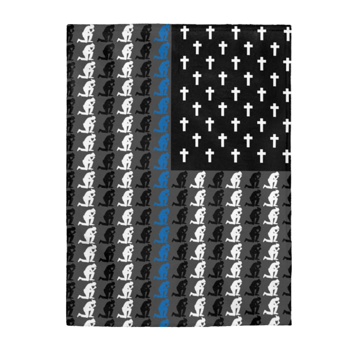 Praying Police Officer Blanket-Praying State Trooper Blanket-Praying Deputy Blanket-Police Prayer Flag.