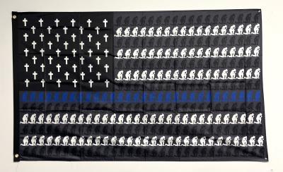 Praying Police Officer Flag-Thin Blue Line Prayer Flag.