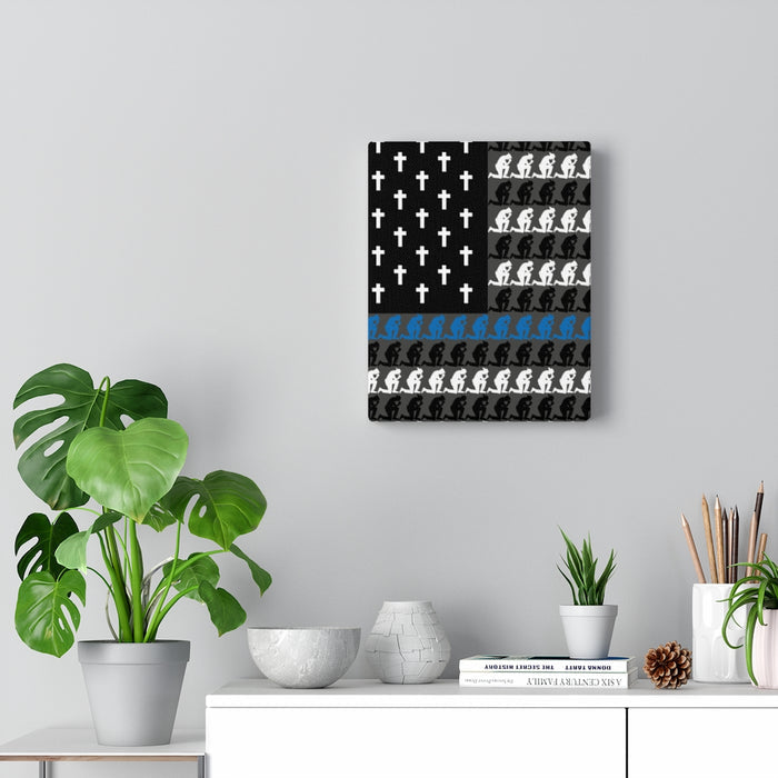 Praying State Trooper Thin Blue Line Prayer Flag-Praying Police Officer Canvas-Praying Sheriff Deputy.