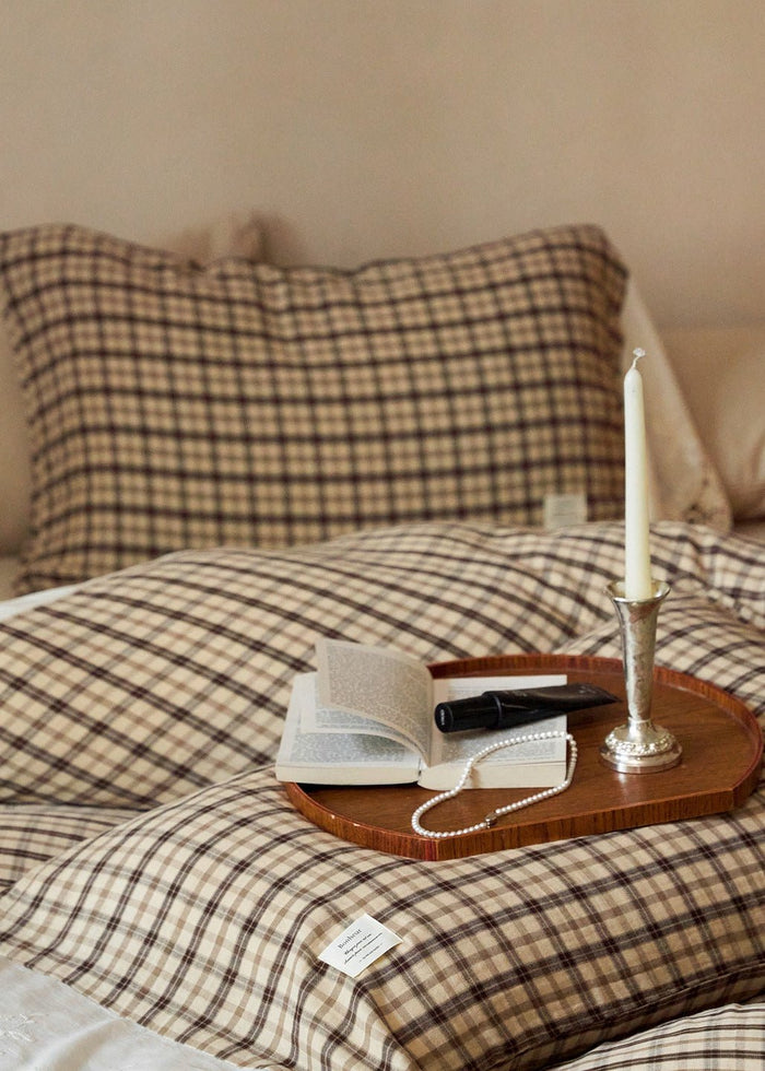 -Ever Lasting - Primrose Gingham Washed Cotton Bedding Set / Brown -Bedding Set -Ever Lasting