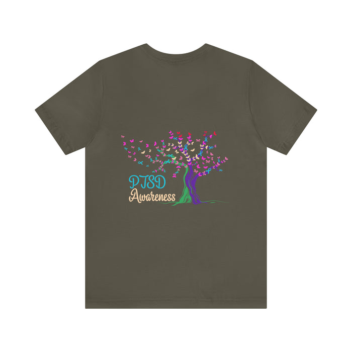 PTSD Design Colored Tree Graphic Cotton T-Shirt