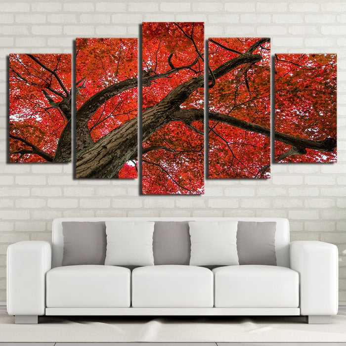 Red Maple Tree Wall Art Frame Canvas Printing Decor