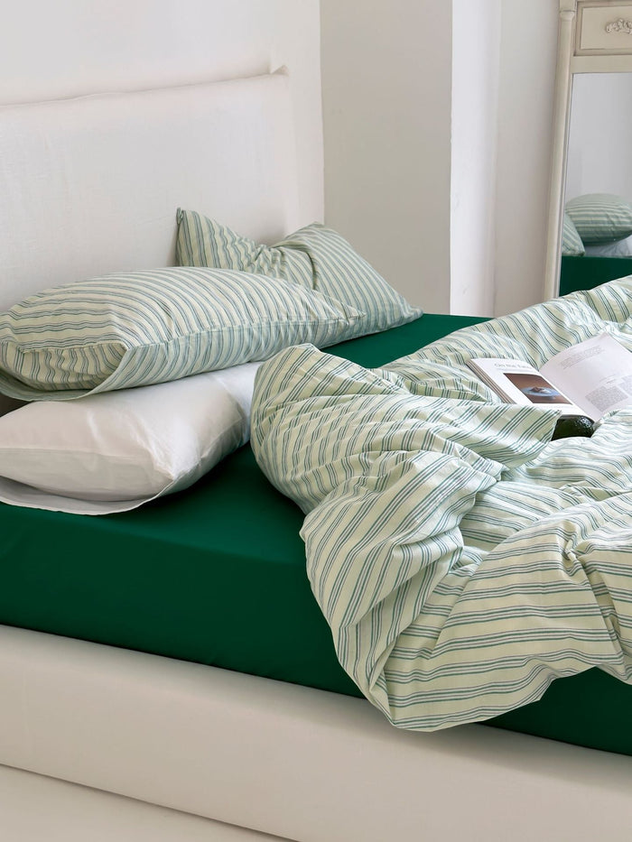 - Ever Lasting - Refreshing Stripe Pillowcases / Forest Green - Pillowcases - Ever Lasting