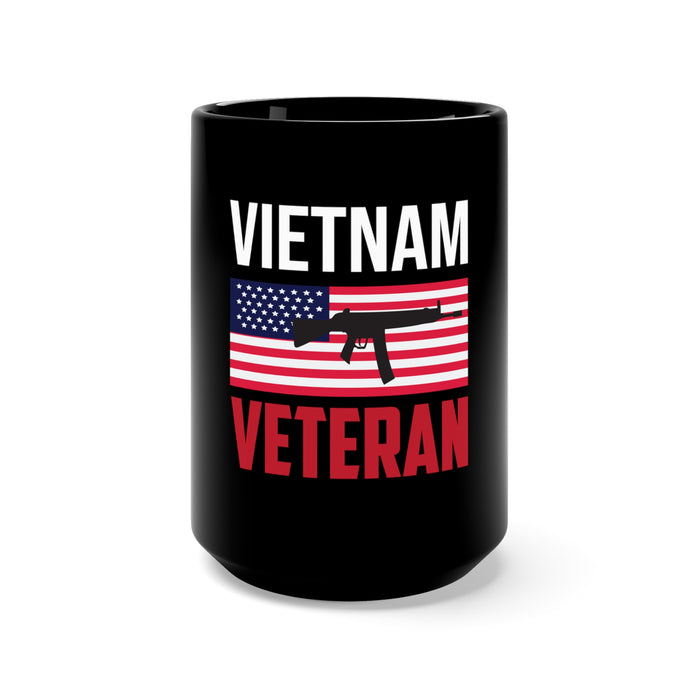 Remembrance and Honor: 15oz Black Mug with Military Design - 'Vietnam Veteran