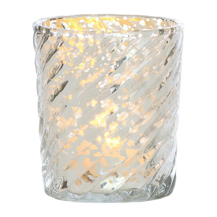 Royal Banquet Silver Mercury Glass Tea Light Votive Candle Holders (5 PACK, Assorted Designs and Sizes)