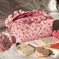 Ruffle Floral Cotton Makeup Bag - Ever Lasting