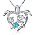 S925 Silver Mother Daughter Love Heart Sea Turtle Necklace