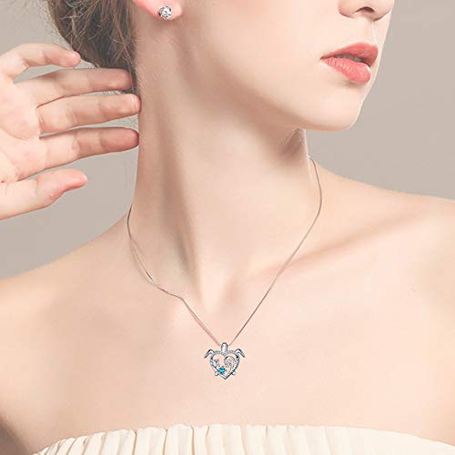 S925 Silver Mother Daughter Love Heart Sea Turtle Necklace