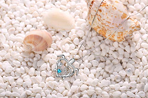 S925 Silver Mother Daughter Love Heart Sea Turtle Necklace