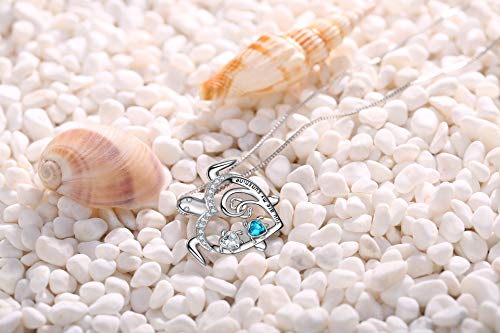 S925 Silver Mother Daughter Love Heart Sea Turtle Necklace
