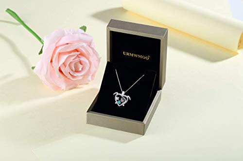 S925 Silver Mother Daughter Love Heart Sea Turtle Necklace