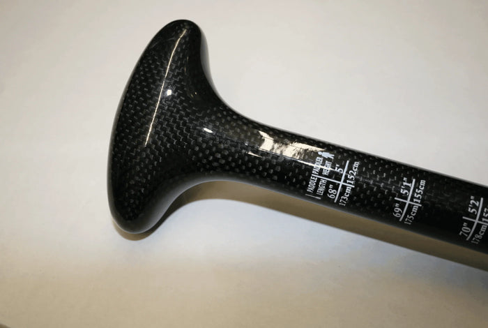 Sandbanks 100% Carbon 3 Piece SUP paddle handle with printed size guide