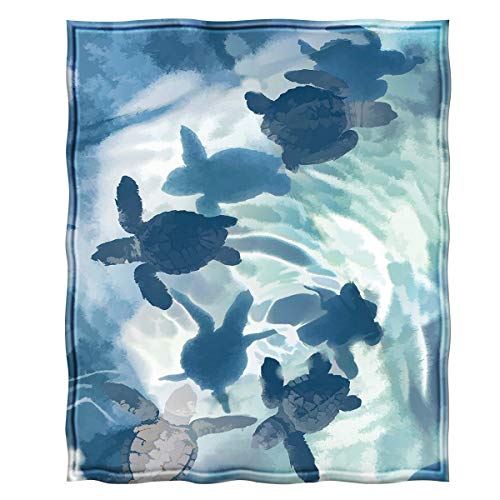 Sea Turtle Print Super Soft Throw Blanket 50x60in