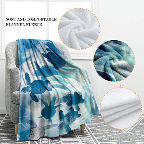 Sea Turtle Print Super Soft Throw Blanket 50x60in
