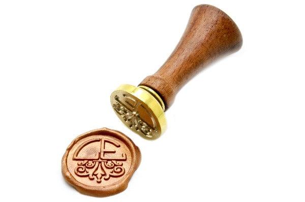 Semicircular Deco Double Initials Wax Seal Stamp - Backtozero B20 - 2 initials, 2initials, Copper Gold, Letters, Monogram, Personalized, Signature, signaturehandle, Wedding