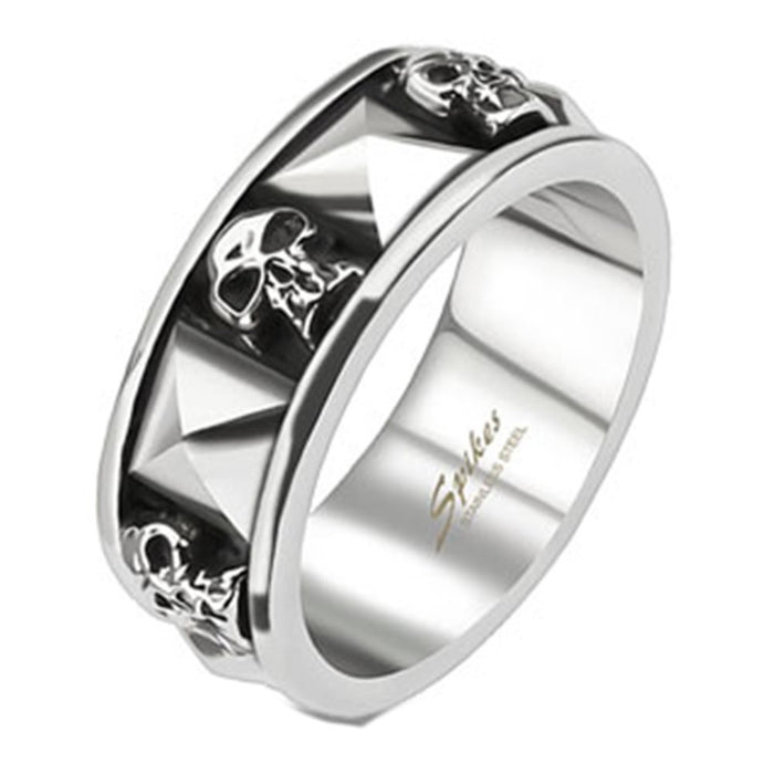Skull And Pyramid Cast Stainless Steel Ring