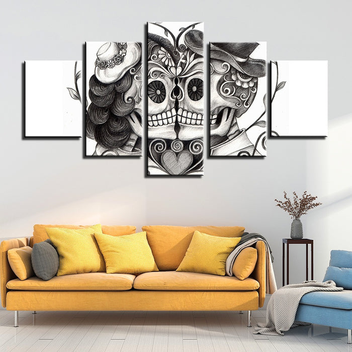 Skull Terror Black&White Wall Art Frame Canvas Printing Decor