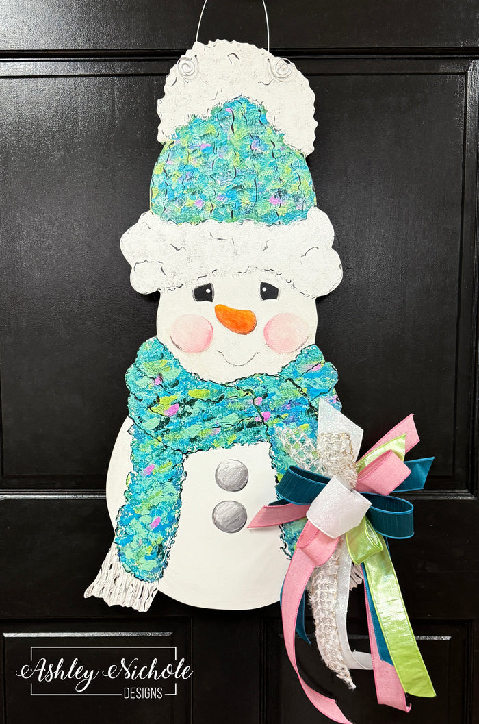 Snuggled up for Winter Snowman - Door Hanger (UV PRINTED Only)