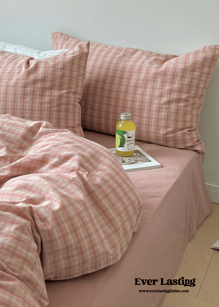 - Ever Lasting - Soft Blend Plaid Bedding Set / Pink - Bedding Set - Ever Lasting