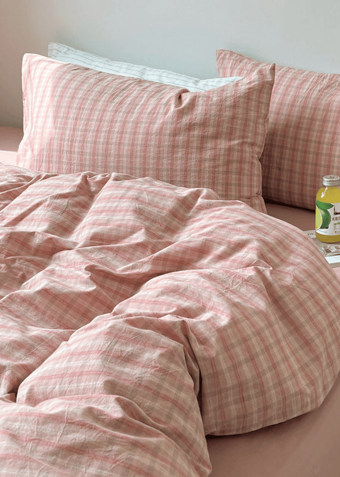 - Ever Lasting - Soft Blend Plaid Bedding Set / Pink - Bedding Set - Ever Lasting