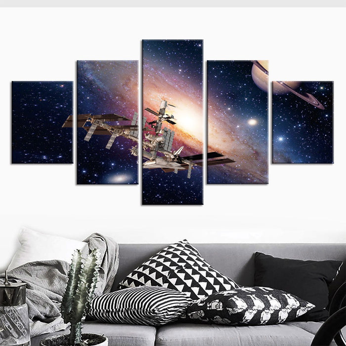 Space satellite Universe Wall Art Frame Canvas Printing Decor - BlueArtDecor