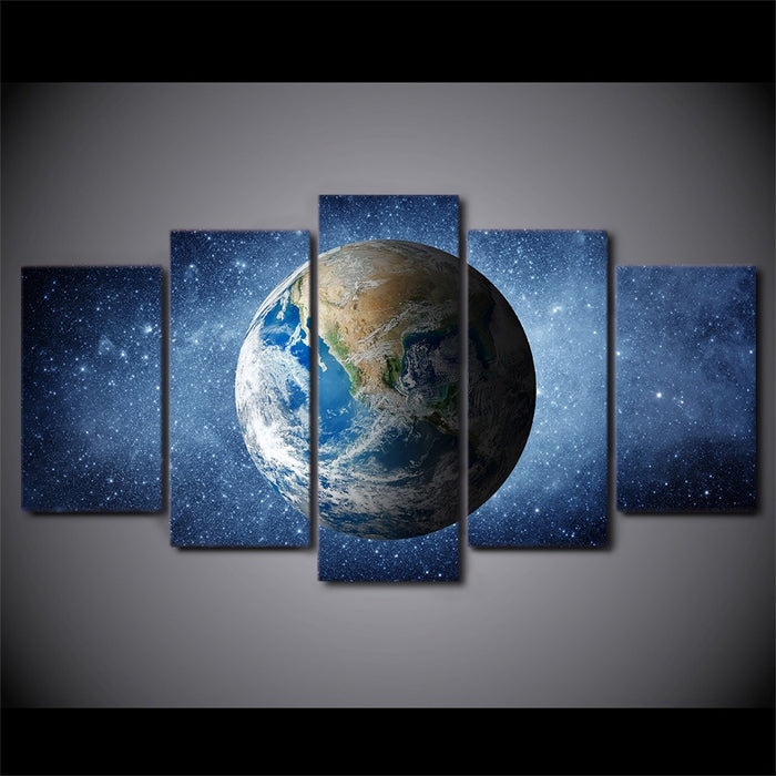 Space Universe Stars Blue Earth Wall Art Frame Canvas Printing Decor - BlueArtDecor