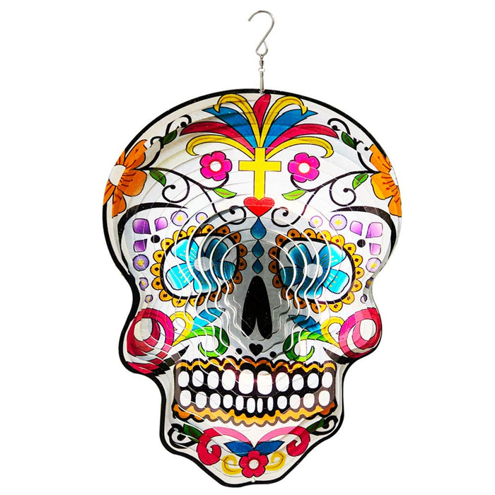 Stainless Steel Sugar Skull Wind Spinner