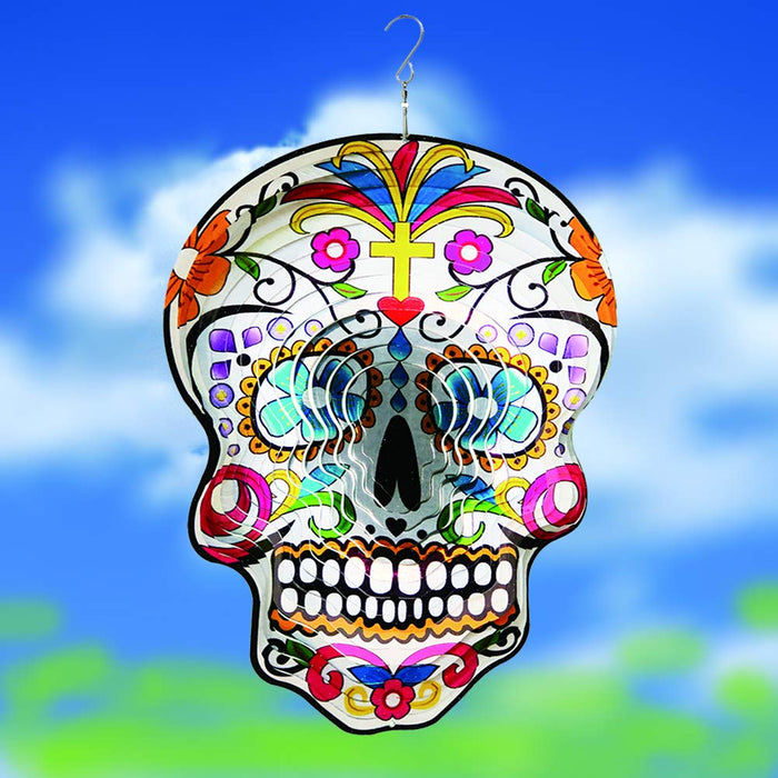 Stainless Steel Sugar Skull Wind Spinner