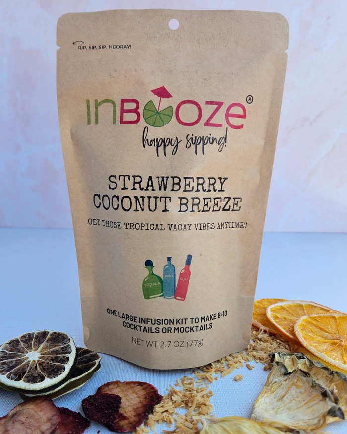 Strawberry Coconut Alcohol Infusion Cocktail Kit - Great for vodka, rum, tequila or gin!
