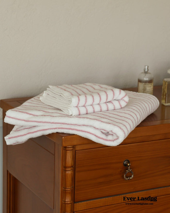 Striped Cotton Towel / White - Ever Lasting