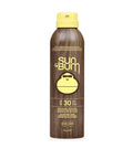 Sun Bum Original SPF 30 Sunscreen Spray brown bottle with yellow cap and logo