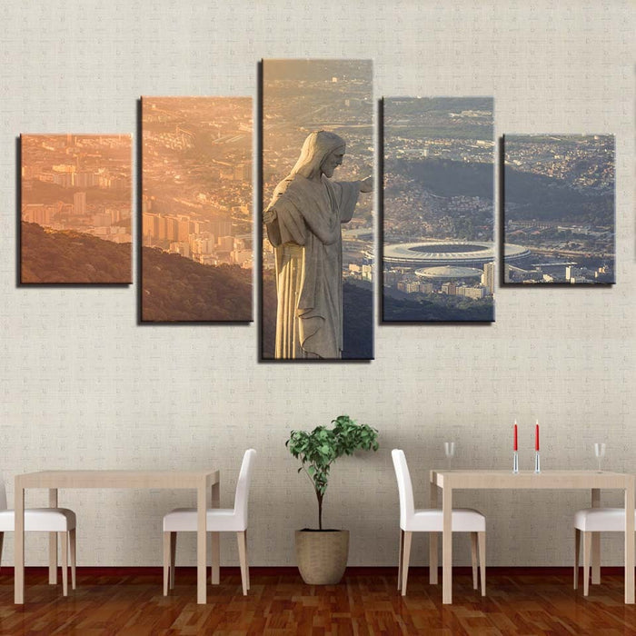 Sunset Cristo Christ Redeemer Wall Art Frame Canvas Printing Decor - BlueArtDecor