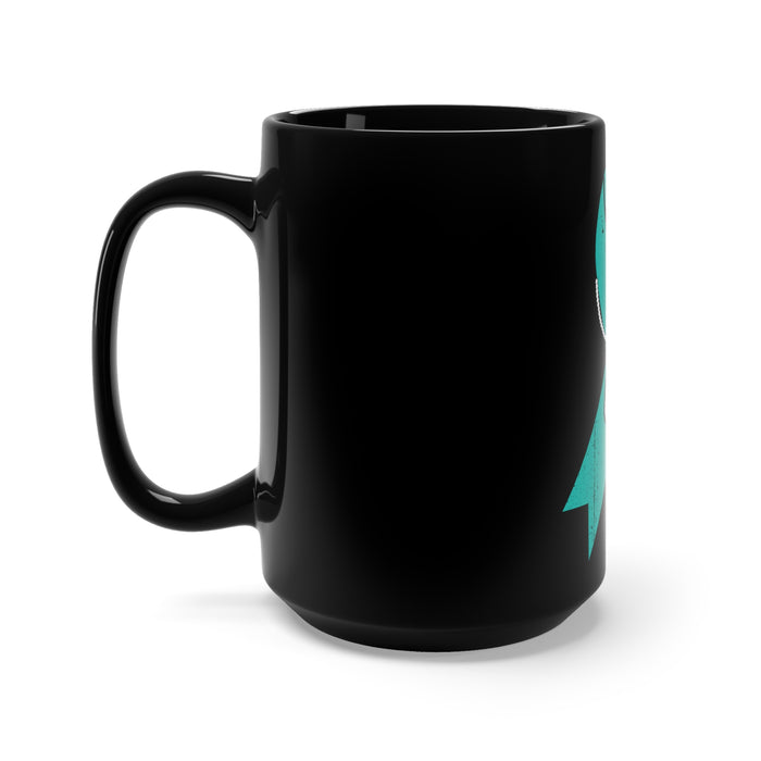 Support Veterans with the Teal Ribbon PTSD Awareness Black Mug - 15oz