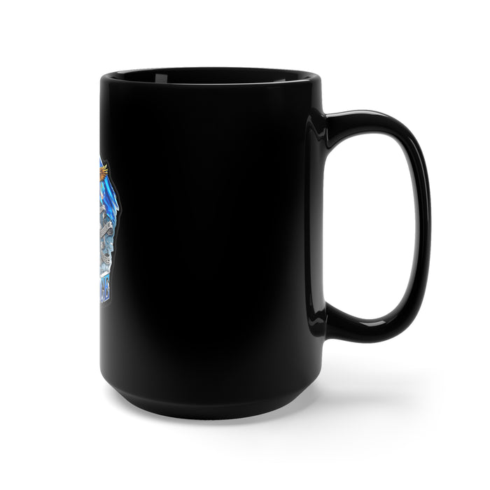 Taking Flight with Pride: 15oz Black Mug with Military Design - 'Double Flag Eagle U.S. AIRFORCE