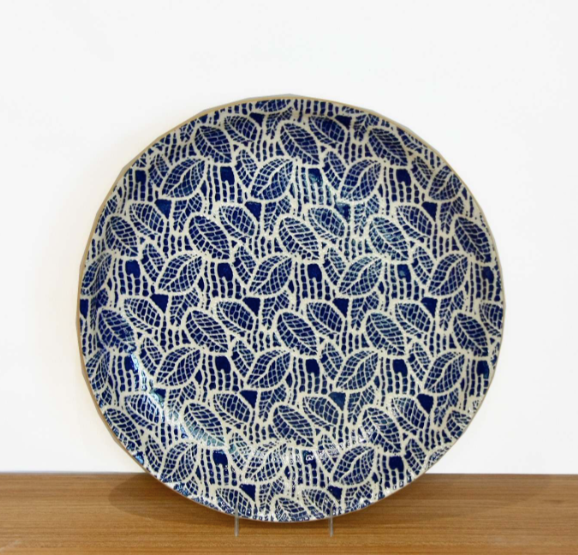 Terrafirma Ceramics Statement Platter, Cobalt Topiary